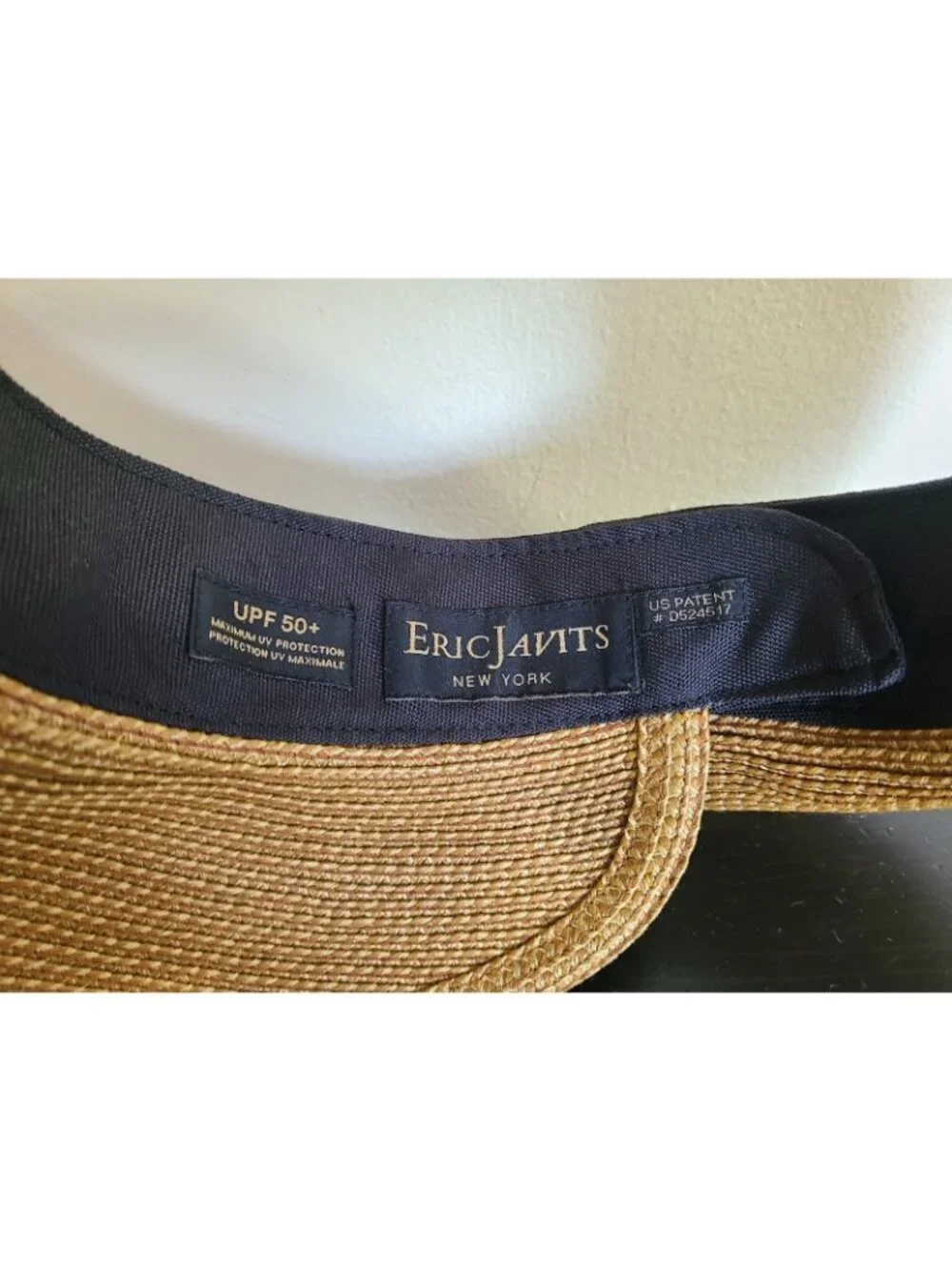 Eric Javits Halo Natural Black Squishee UPF 50+ Straw Visor Hat Wide Brim - Picture 4 of 6